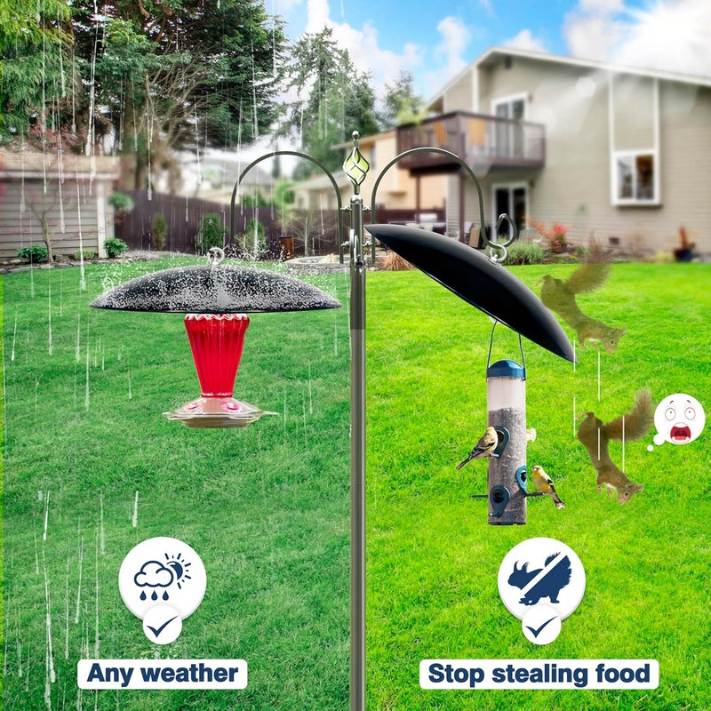 andergi 13" Bird Feeder Rain Guard, Hummingbird Feeders Shade Dome Cover, Hanging Baffle for Bird Feeder Pole,Smart Birds Feeder Umbrella (Black), 1 Pack - Image 2